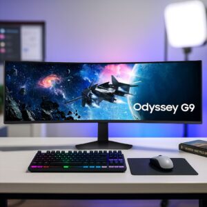 مانیتور خمیده هوشمند گیمینگ 49 اینچ سامسونگ مدل LS49FG910EW