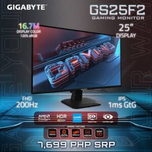 مانیتور گیمینگ 24.5 اینچ گیگابایت مدل GS25F2