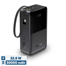 پاوربانک بیسوس مدل EnerFill FC51 Bipow 2 Pro ظرفیت 30000 میلی‌آمپرساعت 22 وات به همراه کابل متصل USB-C